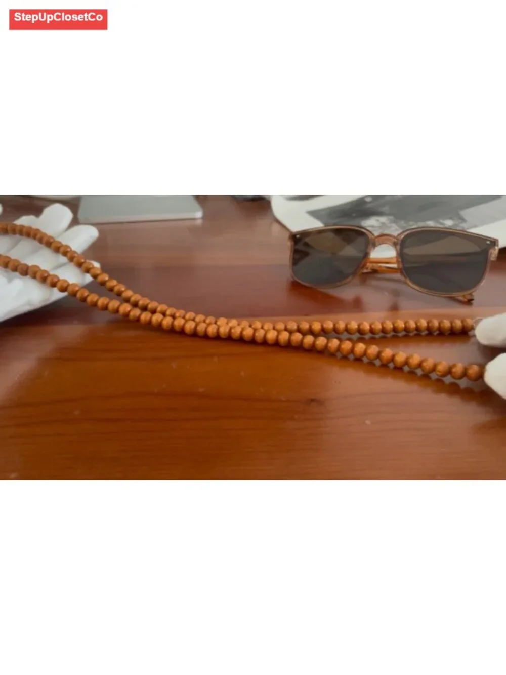 3 Pack Wood Bead Eyeglass Chains for Women, Neck Holder, Vintage Stylish